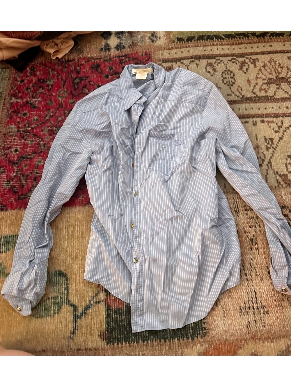 Vintage men’s ESCADA ley Blue white grid gold accents